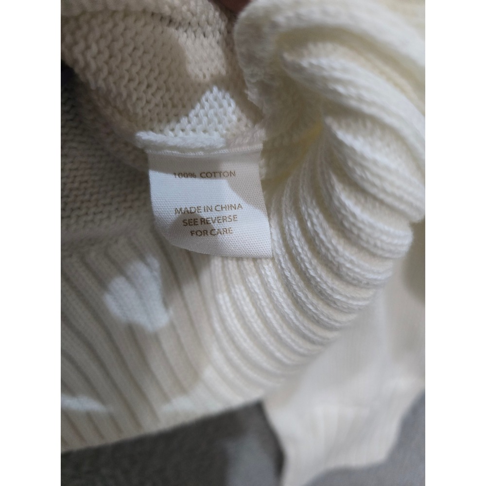 Patriotic White Cotton Full Zip American Flag Mock Neck Sweater Cardigan Medium - Picture 6 of 7